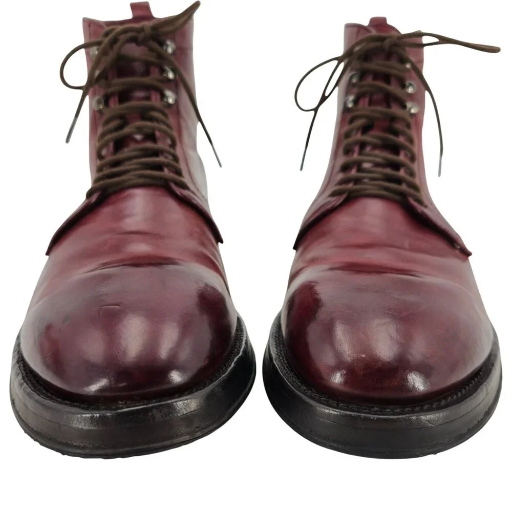 Alberto Fasciani Italy Burnished Burgundy Combat Boots Mens 9 Casual Dress Boots - Picture 9 of 14